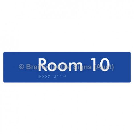 Braille Sign Room 10 - Braille Tactile Signs (Aust) - BTS248-10-blu - Fully Custom Signs - Fast Shipping - High Quality - Australian Made &amp; Owned