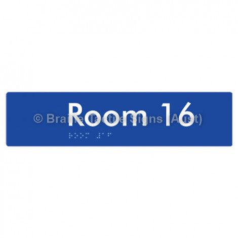 Braille Sign Room 16 - Braille Tactile Signs (Aust) - BTS248-16-blu - Fully Custom Signs - Fast Shipping - High Quality - Australian Made &amp; Owned