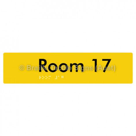 Braille Sign Room 17 - Braille Tactile Signs (Aust) - BTS248-17-yel - Fully Custom Signs - Fast Shipping - High Quality - Australian Made &amp; Owned