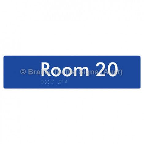 Braille Sign Room 20 - Braille Tactile Signs (Aust) - BTS248-20-blu - Fully Custom Signs - Fast Shipping - High Quality - Australian Made &amp; Owned