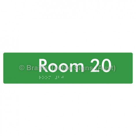 Braille Sign Room 20 - Braille Tactile Signs (Aust) - BTS248-20-grn - Fully Custom Signs - Fast Shipping - High Quality - Australian Made &amp; Owned