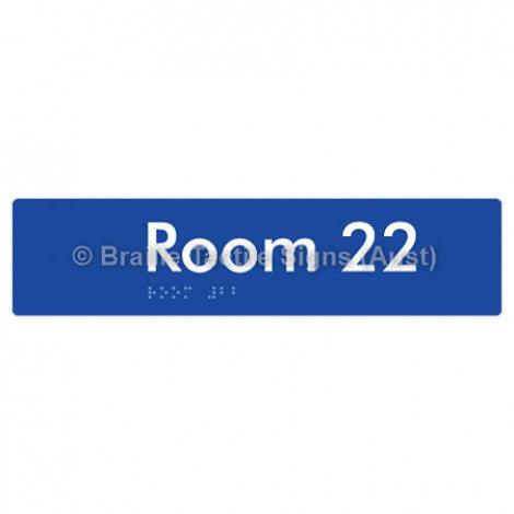 Braille Sign Room 22 - Braille Tactile Signs (Aust) - BTS248-22-blu - Fully Custom Signs - Fast Shipping - High Quality - Australian Made &amp; Owned