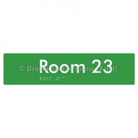 Braille Sign Room 23 - Braille Tactile Signs (Aust) - BTS248-23-grn - Fully Custom Signs - Fast Shipping - High Quality - Australian Made &amp; Owned