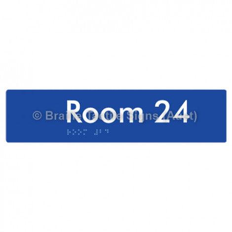 Braille Sign Room 24 - Braille Tactile Signs (Aust) - BTS248-24-blu - Fully Custom Signs - Fast Shipping - High Quality - Australian Made &amp; Owned