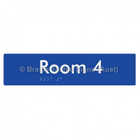 Braille Sign Room 4 - Braille Tactile Signs (Aust) - BTS248-04-blu - Fully Custom Signs - Fast Shipping - High Quality - Australian Made &amp; Owned