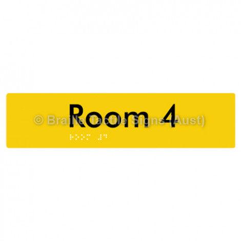 Braille Sign Room 4 - Braille Tactile Signs (Aust) - BTS248-04-yel - Fully Custom Signs - Fast Shipping - High Quality - Australian Made &amp; Owned
