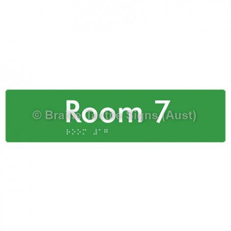 Braille Sign Room 7 - Braille Tactile Signs (Aust) - BTS248-07-grn - Fully Custom Signs - Fast Shipping - High Quality - Australian Made &amp; Owned