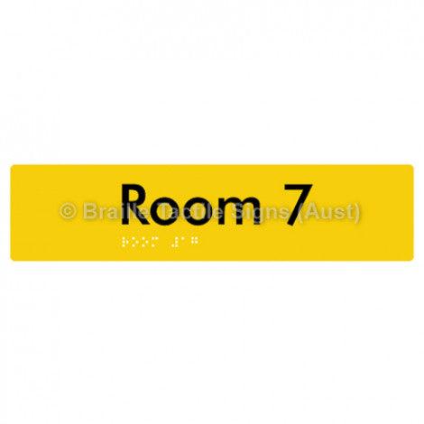 Braille Sign Room 7 - Braille Tactile Signs (Aust) - BTS248-07-yel - Fully Custom Signs - Fast Shipping - High Quality - Australian Made &amp; Owned