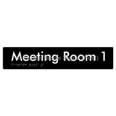 Braille Sign Meeting Room 1 - Braille Tactile Signs (Aust) - BTS249-01-blk - Fully Custom Signs - Fast Shipping - High Quality - Australian Made &amp; Owned