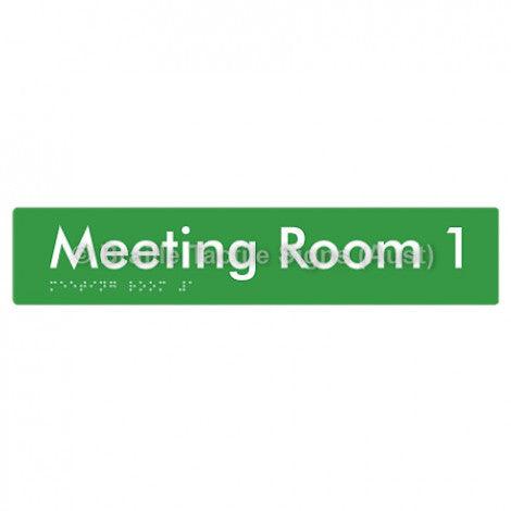 Braille Sign Meeting Room 1 - Braille Tactile Signs (Aust) - BTS249-01-grn - Fully Custom Signs - Fast Shipping - High Quality - Australian Made &amp; Owned