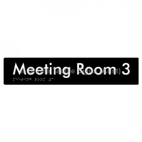 Braille Sign Meeting Room 3 - Braille Tactile Signs (Aust) - BTS249-03-blk - Fully Custom Signs - Fast Shipping - High Quality - Australian Made &amp; Owned