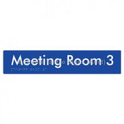 Braille Sign Meeting Room 3 - Braille Tactile Signs (Aust) - BTS249-03-blu - Fully Custom Signs - Fast Shipping - High Quality - Australian Made &amp; Owned