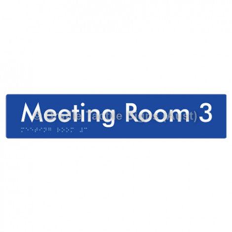 Braille Sign Meeting Room 3 - Braille Tactile Signs (Aust) - BTS249-03-blu - Fully Custom Signs - Fast Shipping - High Quality - Australian Made &amp; Owned