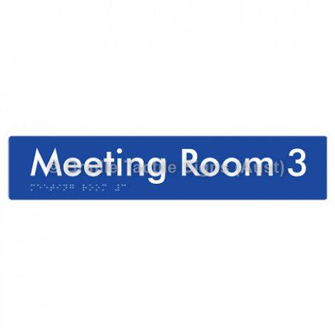 Braille Sign Meeting Room 3 - Braille Tactile Signs (Aust) - BTS249-03-blu - Fully Custom Signs - Fast Shipping - High Quality - Australian Made &amp; Owned