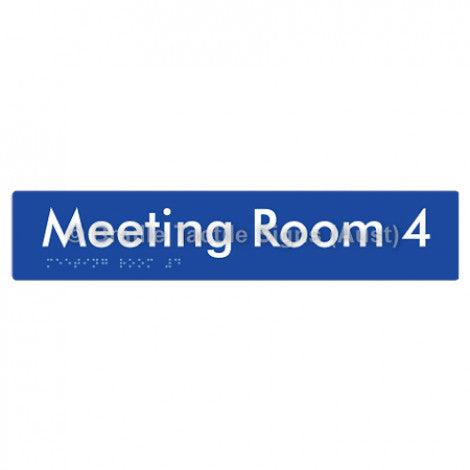 Braille Sign Meeting Room 4 - Braille Tactile Signs (Aust) - BTS249-04-blu - Fully Custom Signs - Fast Shipping - High Quality - Australian Made &amp; Owned