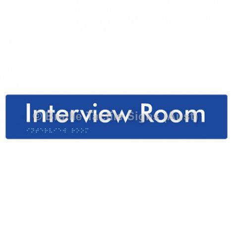 Braille Sign Interview Room - Braille Tactile Signs (Aust) - BTS250-blu - Fully Custom Signs - Fast Shipping - High Quality - Australian Made &amp; Owned