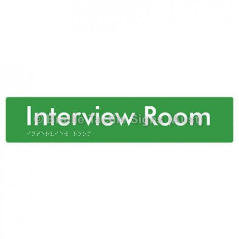 Braille Sign Interview Room - Braille Tactile Signs (Aust) - BTS250-grn - Fully Custom Signs - Fast Shipping - High Quality - Australian Made &amp; Owned