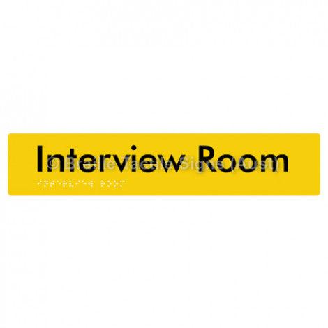 Braille Sign Interview Room - Braille Tactile Signs (Aust) - BTS250-yel - Fully Custom Signs - Fast Shipping - High Quality - Australian Made &amp; Owned