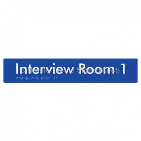 Braille Sign Interview Room 1 - Braille Tactile Signs (Aust) - BTS250-01-blu - Fully Custom Signs - Fast Shipping - High Quality - Australian Made &amp; Owned