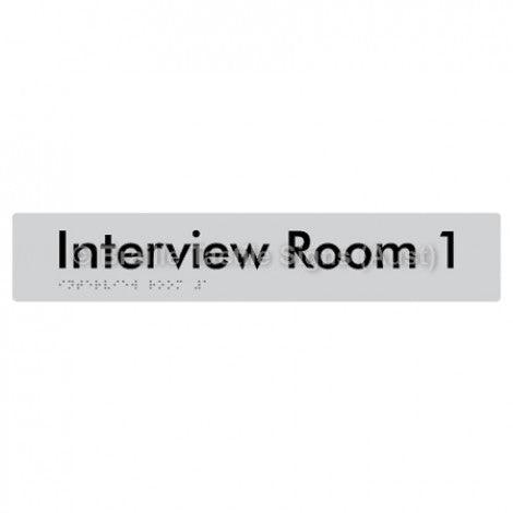 Braille Sign Interview Room 1 - Braille Tactile Signs (Aust) - BTS250-01-slv - Fully Custom Signs - Fast Shipping - High Quality - Australian Made &amp; Owned