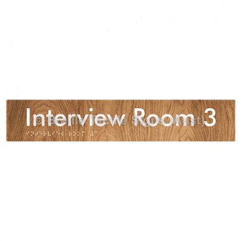 Braille Sign Interview Room 3 - Braille Tactile Signs (Aust) - BTS250-03-wdg - Fully Custom Signs - Fast Shipping - High Quality - Australian Made &amp; Owned