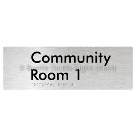 Braille Sign Community Room 1 - Braille Tactile Signs (Aust) - BTS252-01-aliB - Fully Custom Signs - Fast Shipping - High Quality - Australian Made &amp; Owned