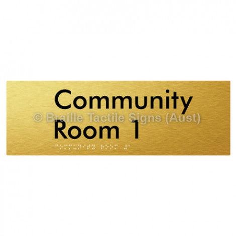 Braille Sign Community Room 1 - Braille Tactile Signs (Aust) - BTS252-01-aliG - Fully Custom Signs - Fast Shipping - High Quality - Australian Made &amp; Owned