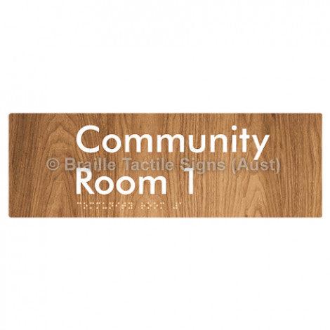 Braille Sign Community Room 1 - Braille Tactile Signs (Aust) - BTS252-01-wdg - Fully Custom Signs - Fast Shipping - High Quality - Australian Made &amp; Owned
