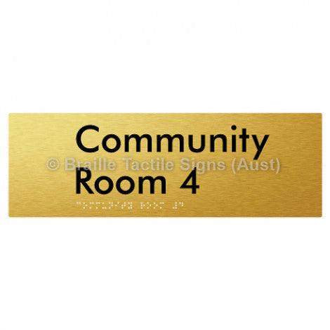 Braille Sign Community Room 4 - Braille Tactile Signs (Aust) - BTS252-04-aliG - Fully Custom Signs - Fast Shipping - High Quality - Australian Made &amp; Owned