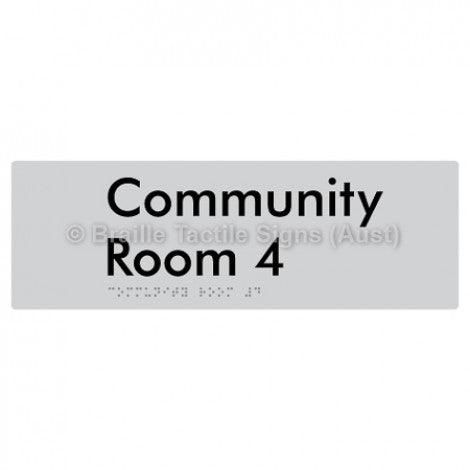 Braille Sign Community Room 4 - Braille Tactile Signs (Aust) - BTS252-04-slv - Fully Custom Signs - Fast Shipping - High Quality - Australian Made &amp; Owned