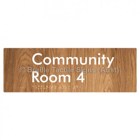 Braille Sign Community Room 4 - Braille Tactile Signs (Aust) - BTS252-04-wdg - Fully Custom Signs - Fast Shipping - High Quality - Australian Made &amp; Owned
