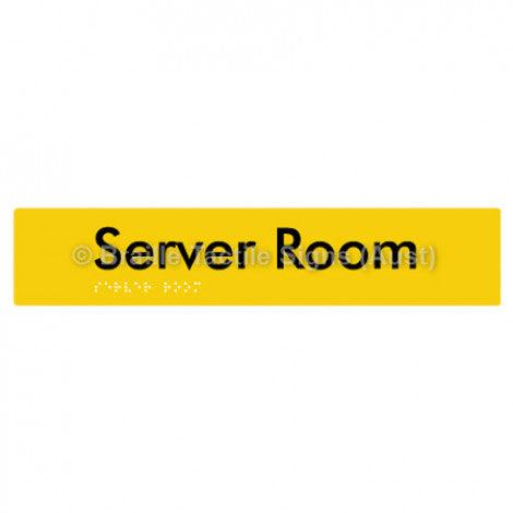 Braille Sign Server Room - Braille Tactile Signs (Aust) - BTS253-yel - Fully Custom Signs - Fast Shipping - High Quality - Australian Made &amp; Owned