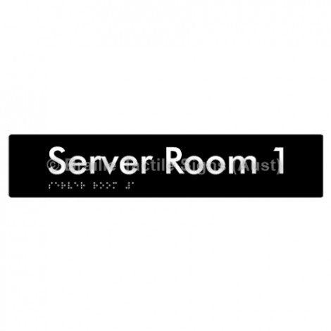 Braille Sign Server Room 1 - Braille Tactile Signs (Aust) - BTS253-01-blk - Fully Custom Signs - Fast Shipping - High Quality - Australian Made &amp; Owned
