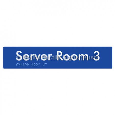 Braille Sign Server Room 3 - Braille Tactile Signs (Aust) - BTS253-03-blu - Fully Custom Signs - Fast Shipping - High Quality - Australian Made &amp; Owned