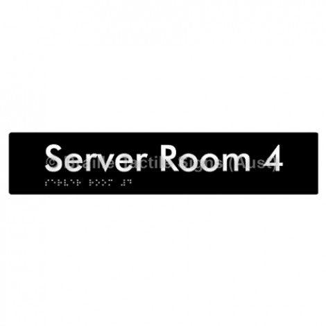 Braille Sign Server Room 4 - Braille Tactile Signs (Aust) - BTS253-04-blk - Fully Custom Signs - Fast Shipping - High Quality - Australian Made &amp; Owned