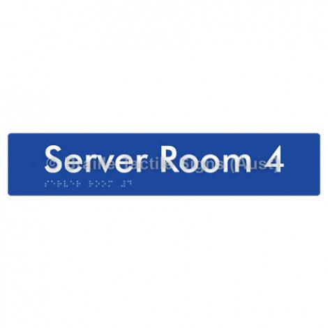 Braille Sign Server Room 4 - Braille Tactile Signs (Aust) - BTS253-04-blu - Fully Custom Signs - Fast Shipping - High Quality - Australian Made &amp; Owned