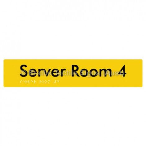 Braille Sign Server Room 4 - Braille Tactile Signs (Aust) - BTS253-04-yel - Fully Custom Signs - Fast Shipping - High Quality - Australian Made &amp; Owned