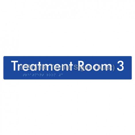 Braille Sign Treatment Room 3 - Braille Tactile Signs (Aust) - BTS254-03-blu - Fully Custom Signs - Fast Shipping - High Quality - Australian Made &amp; Owned