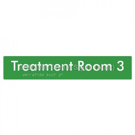 Braille Sign Treatment Room 3 - Braille Tactile Signs (Aust) - BTS254-03-grn - Fully Custom Signs - Fast Shipping - High Quality - Australian Made &amp; Owned