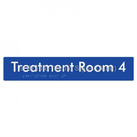 Braille Sign Treatment Room 4 - Braille Tactile Signs (Aust) - BTS254-04-blu - Fully Custom Signs - Fast Shipping - High Quality - Australian Made &amp; Owned
