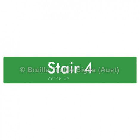 Braille Sign Stair 4 - Braille Tactile Signs (Aust) - BTS259-04-grn - Fully Custom Signs - Fast Shipping - High Quality - Australian Made &amp; Owned