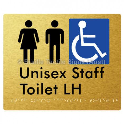 Braille Sign Staff Unisex Accessible Toilet LH - Braille Tactile Signs (Aust) - BTS262LH-aliG - Fully Custom Signs - Fast Shipping - High Quality - Australian Made &amp; Owned