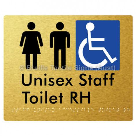 Braille Sign Staff Unisex Accessible Toilet RH - Braille Tactile Signs (Aust) - BTS262RH-aliG - Fully Custom Signs - Fast Shipping - High Quality - Australian Made &amp; Owned