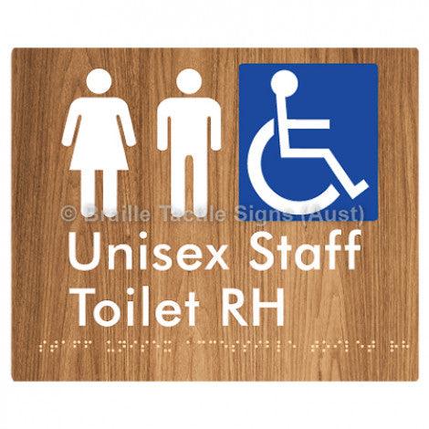 Braille Sign Staff Unisex Accessible Toilet RH - Braille Tactile Signs (Aust) - BTS262RH-wdg - Fully Custom Signs - Fast Shipping - High Quality - Australian Made &amp; Owned