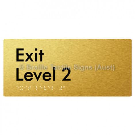 Braille Sign Exit Level 2 - Braille Tactile Signs (Aust) - BTS270-02-aliG - Fully Custom Signs - Fast Shipping - High Quality - Australian Made &amp; Owned