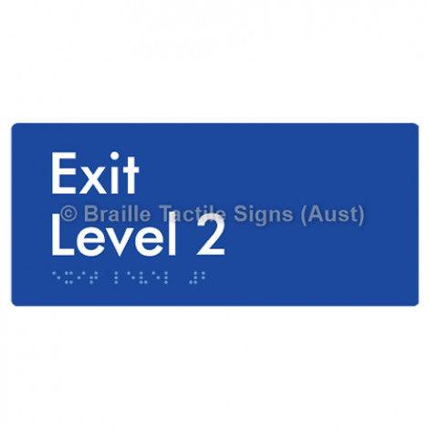 Braille Sign Exit Level 2 - Braille Tactile Signs (Aust) - BTS270-02-blu - Fully Custom Signs - Fast Shipping - High Quality - Australian Made &amp; Owned