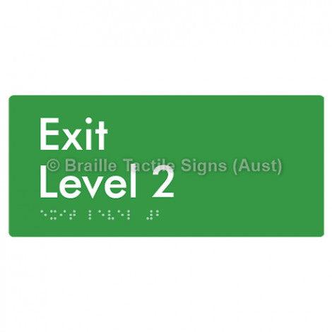 Braille Sign Exit Level 2 - Braille Tactile Signs (Aust) - BTS270-02-grn - Fully Custom Signs - Fast Shipping - High Quality - Australian Made &amp; Owned