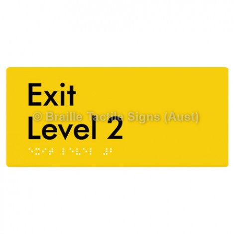 Braille Sign Exit Level 2 - Braille Tactile Signs (Aust) - BTS270-02-yel - Fully Custom Signs - Fast Shipping - High Quality - Australian Made &amp; Owned
