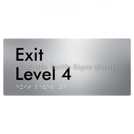 Braille Sign Exit Level 4 - Braille Tactile Signs (Aust) - BTS270-04-aliS - Fully Custom Signs - Fast Shipping - High Quality - Australian Made &amp; Owned