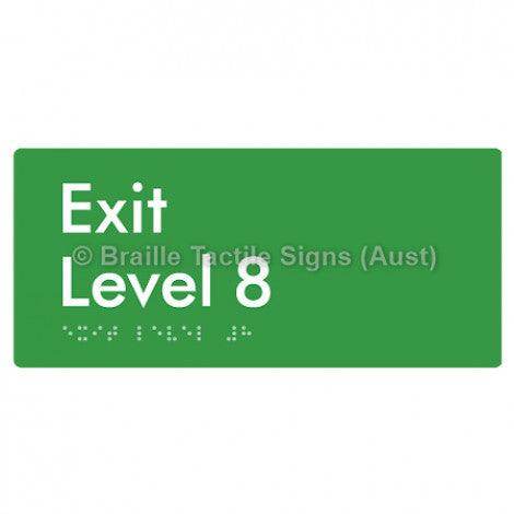 Braille Sign Exit Level 8 - Braille Tactile Signs (Aust) - BTS270-08-grn - Fully Custom Signs - Fast Shipping - High Quality - Australian Made &amp; Owned